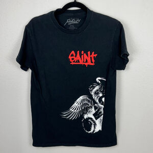 Popular Poison SAINT Mens Small Black Gothic Teddy Bear Winged Graphic T-Shirt